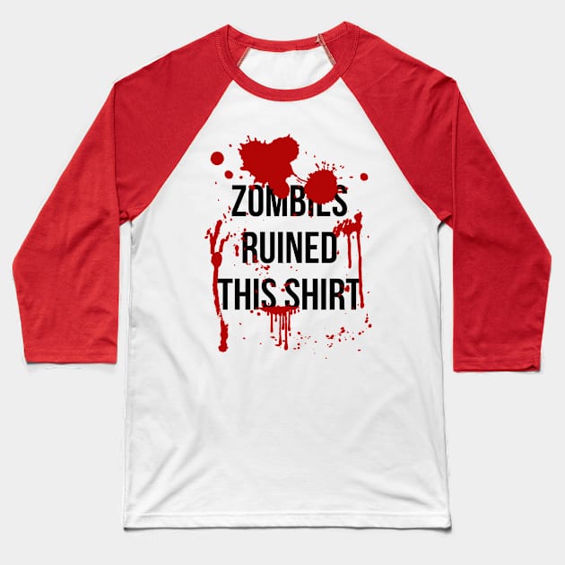 Zombie Attack Blood Splatter Baseball T-Shirt by HotHibiscus